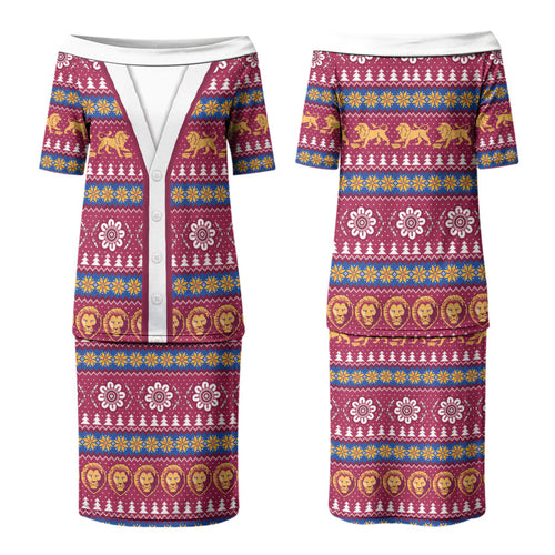 Brisbane Lions Football Christmas Couples Matching Puletasi and Long Sleeve Button Shirt Aboriginal Seamless Cardigan Inspired