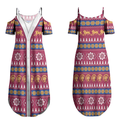 Brisbane Lions Football Christmas Couples Matching Summer Maxi Dress and Hawaiian Shirt Aboriginal Seamless Cardigan Inspired