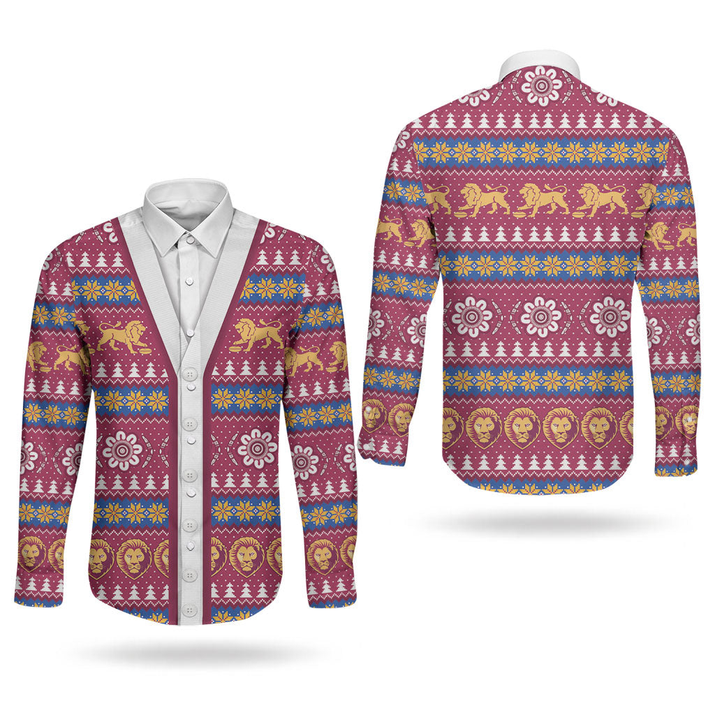 Brisbane Lions Football Christmas Couples Matching Summer Maxi Dress and Long Sleeve Button Shirt Aboriginal Seamless Cardigan Inspired