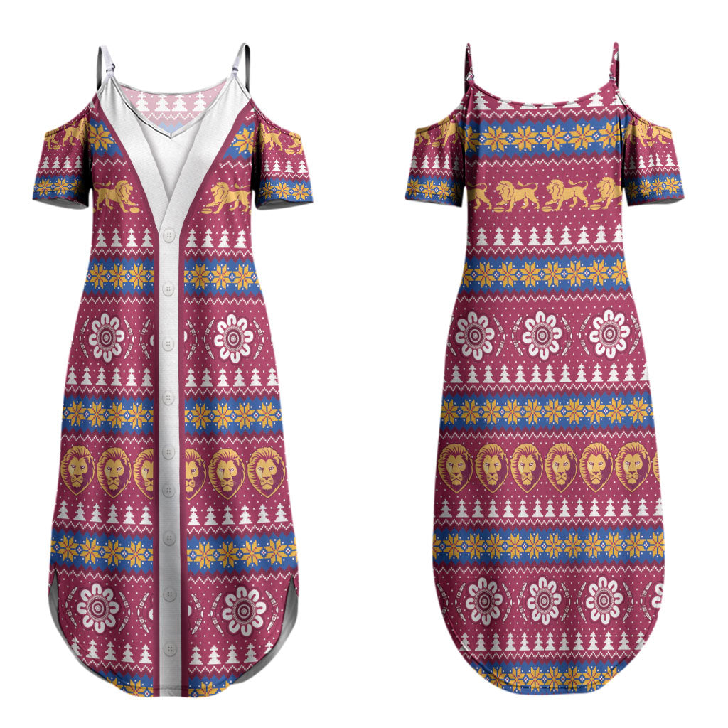 Brisbane Lions Football Christmas Couples Matching Summer Maxi Dress and Long Sleeve Button Shirt Aboriginal Seamless Cardigan Inspired