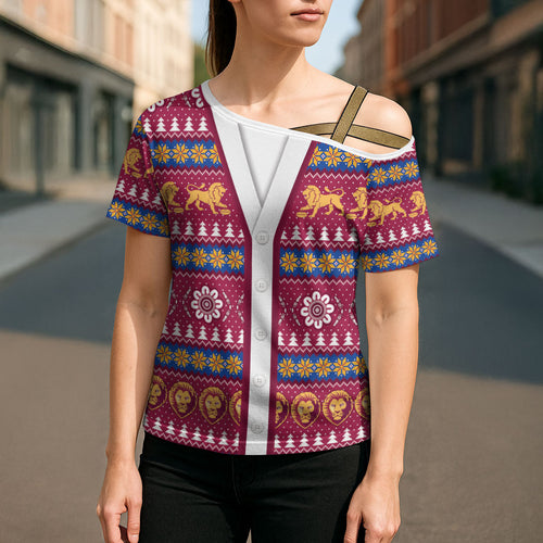 Brisbane Lions Football Christmas Cross Shoulder Shirt Aboriginal Seamless Cardigan Inspired