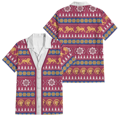 Brisbane Lions Football Christmas Family Matching Off The Shoulder Long Sleeve Dress and Hawaiian Shirt Aboriginal Seamless Cardigan Inspired