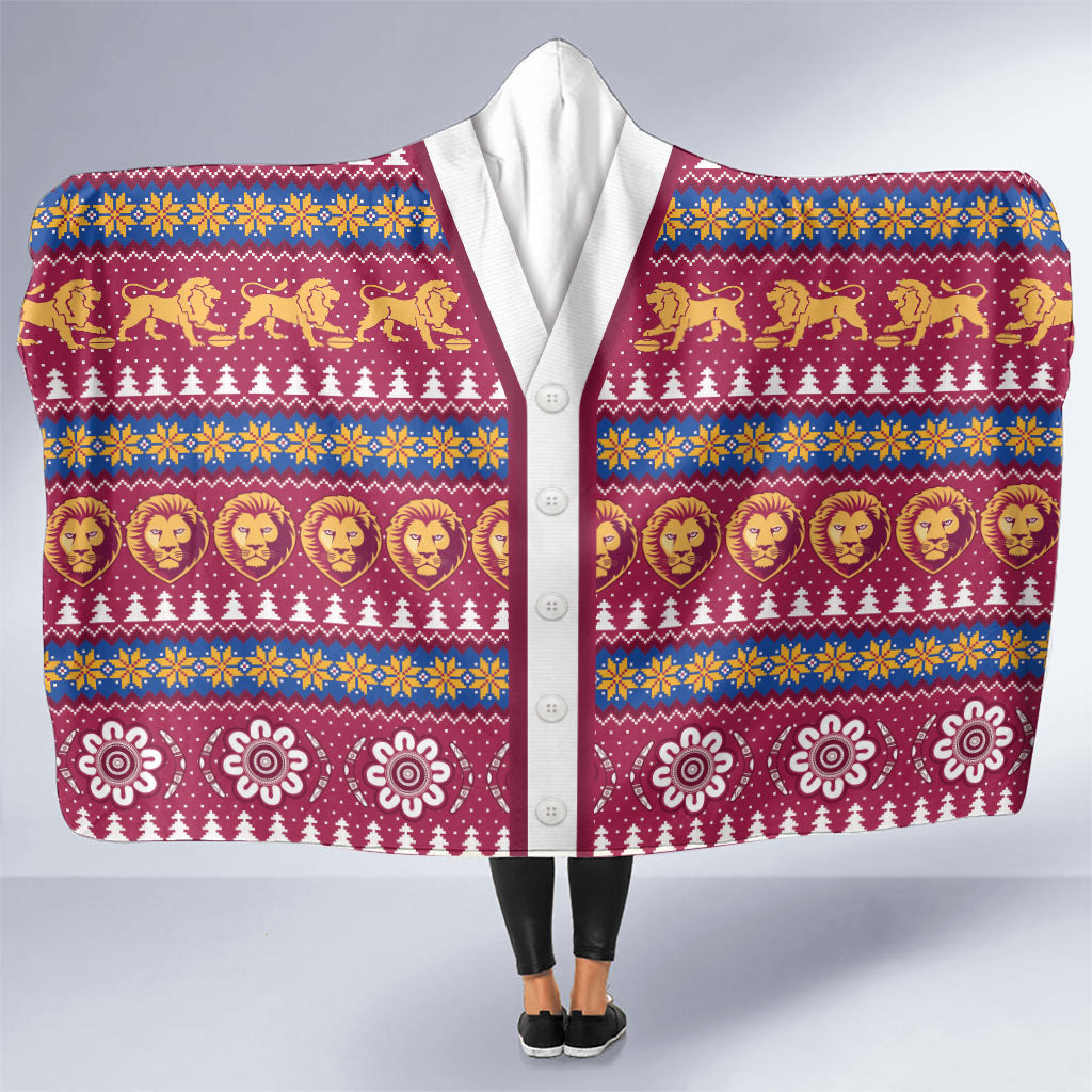 Brisbane Lions Football Christmas Hooded Blanket Aboriginal Seamless Cardigan Inspired