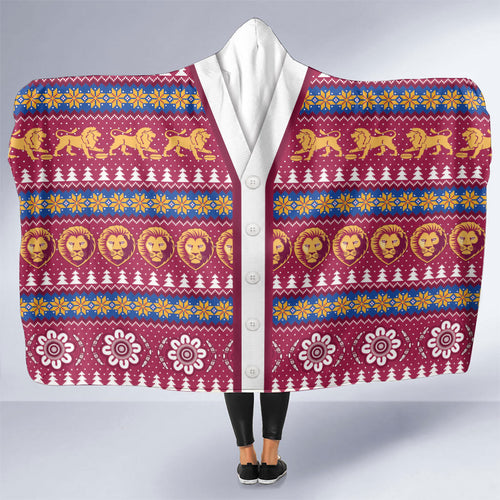 Brisbane Lions Football Christmas Hooded Blanket Aboriginal Seamless Cardigan Inspired