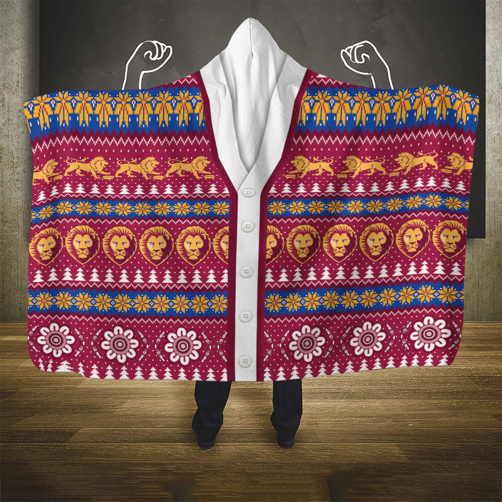 Brisbane Lions Football Christmas Hooded Blanket Aboriginal Seamless Cardigan Inspired