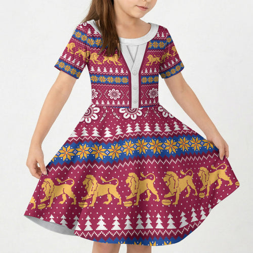 Brisbane Lions Football Christmas Kid Short Sleeve Dress Aboriginal Seamless Cardigan Inspired