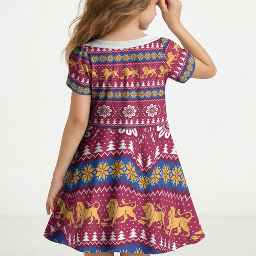 Brisbane Lions Football Christmas Kid Short Sleeve Dress Aboriginal Seamless Cardigan Inspired