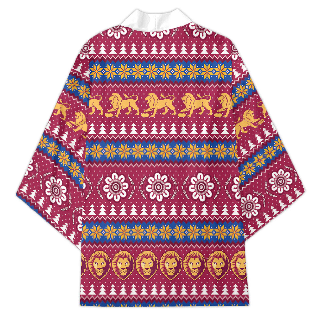 Brisbane Lions Football Christmas Kimono Aboriginal Seamless Cardigan Inspired