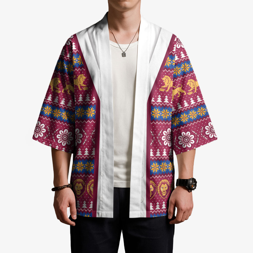Brisbane Lions Football Christmas Kimono Aboriginal Seamless Cardigan Inspired