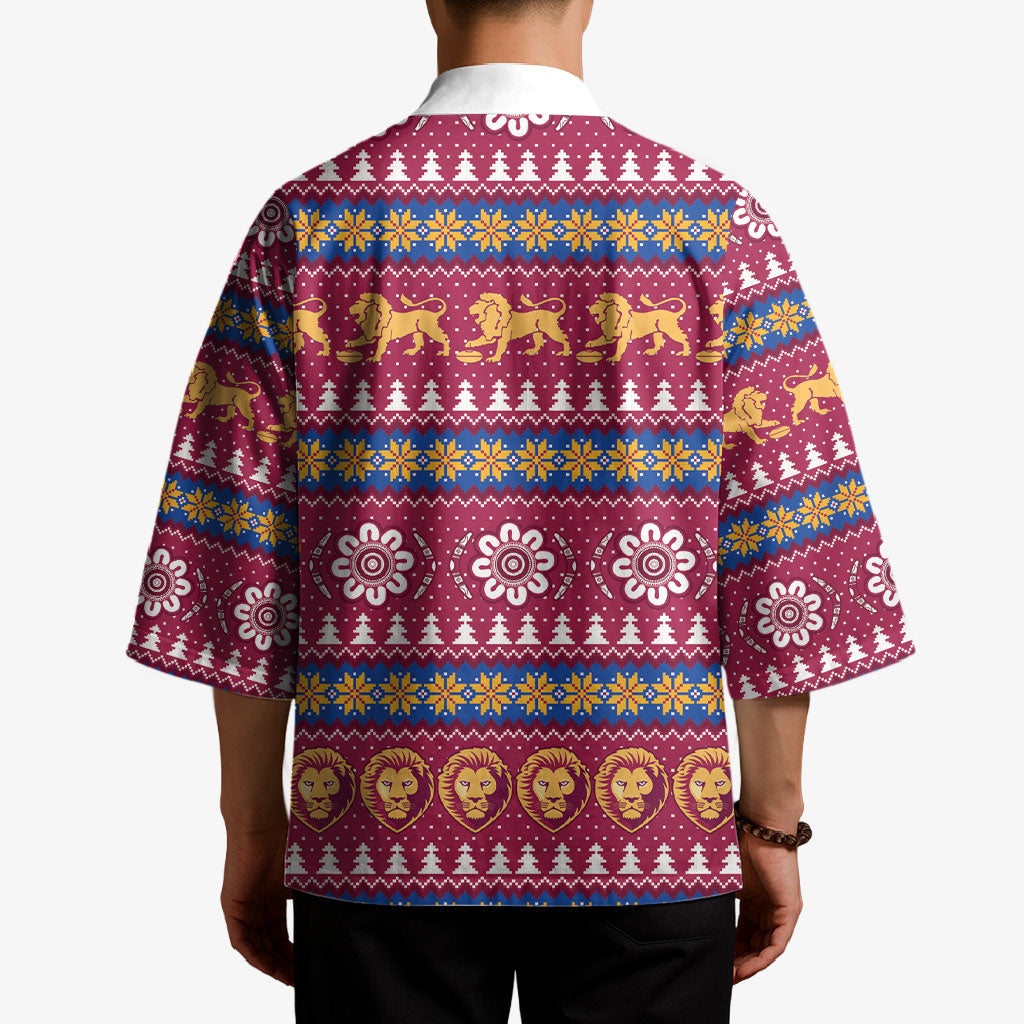 Brisbane Lions Football Christmas Kimono Aboriginal Seamless Cardigan Inspired