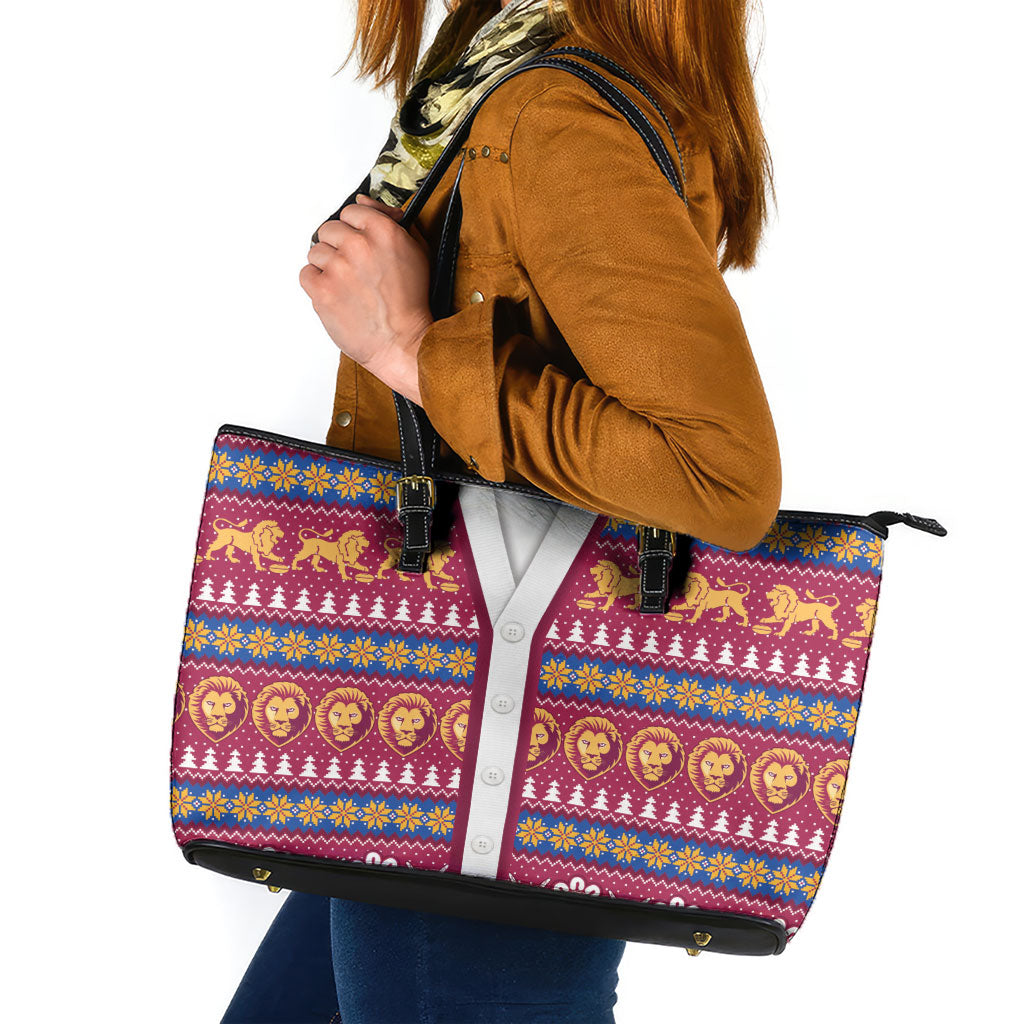 Brisbane Lions Football Christmas Leather Tote Bag Aboriginal Seamless Cardigan Inspired