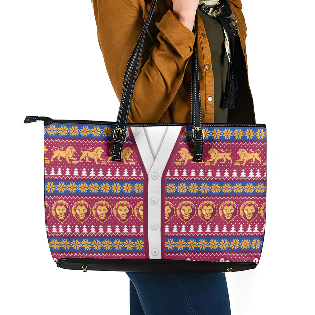 Brisbane Lions Football Christmas Leather Tote Bag Aboriginal Seamless Cardigan Inspired