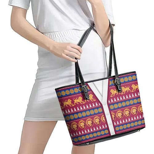 Brisbane Lions Football Christmas Leather Tote Bag Aboriginal Seamless Cardigan Inspired