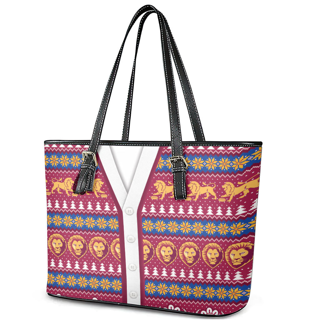 Brisbane Lions Football Christmas Leather Tote Bag Aboriginal Seamless Cardigan Inspired