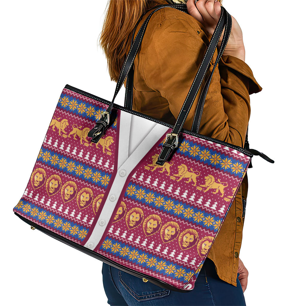 Brisbane Lions Football Christmas Leather Tote Bag Aboriginal Seamless Cardigan Inspired