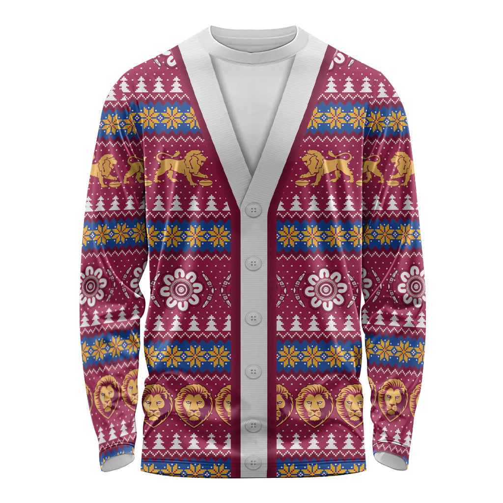 Brisbane Lions Football Christmas Long Sleeve Shirt Aboriginal Seamless Cardigan Inspired