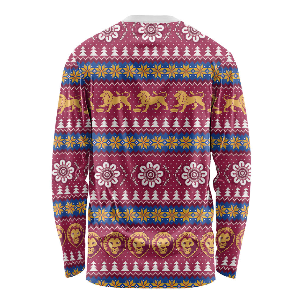 Brisbane Lions Football Christmas Long Sleeve Shirt Aboriginal Seamless Cardigan Inspired