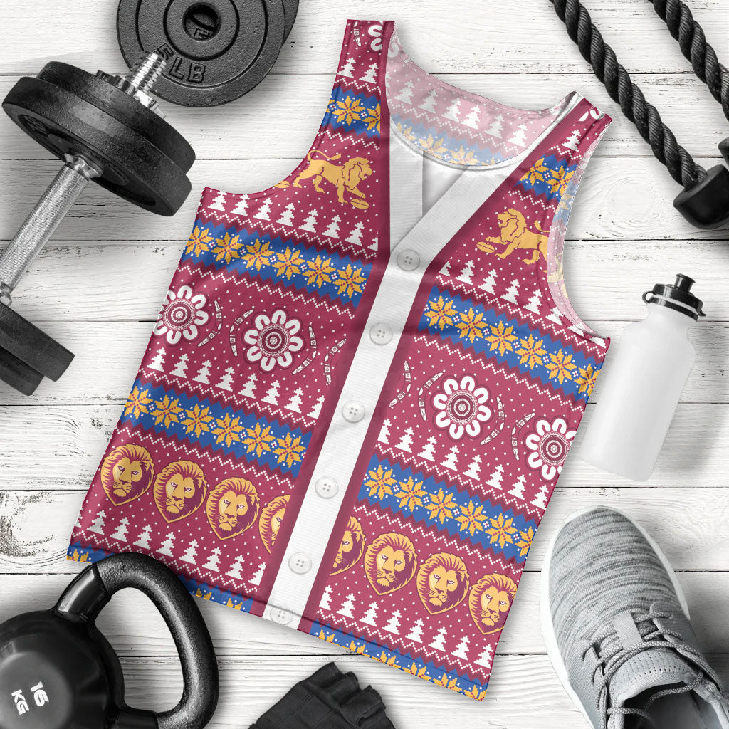 Brisbane Lions Football Christmas Men Tank Top Aboriginal Seamless Cardigan Inspired