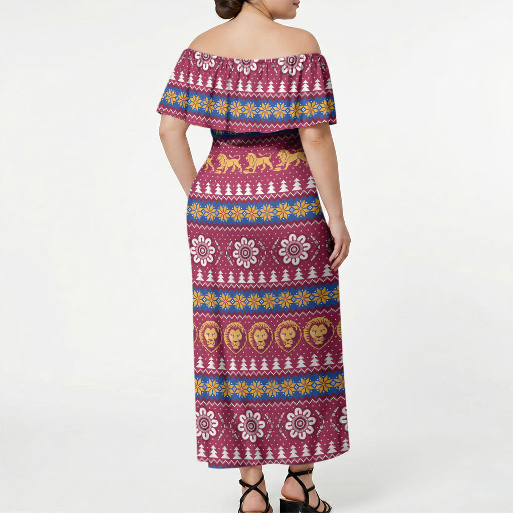 Brisbane Lions Football Christmas Off Shoulder Maxi Dress Aboriginal Seamless Cardigan Inspired