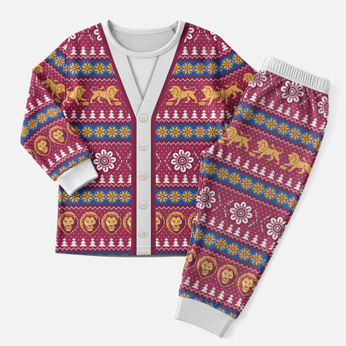 Brisbane Lions Football Christmas Pajama Set Aboriginal Seamless Cardigan Inspired