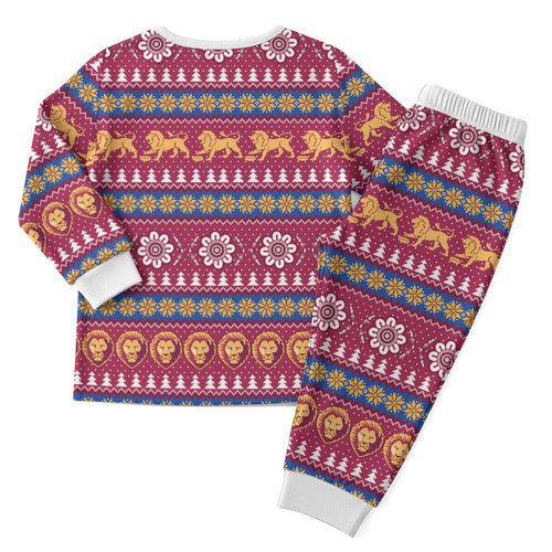 Brisbane Lions Football Christmas Pajama Set Aboriginal Seamless Cardigan Inspired