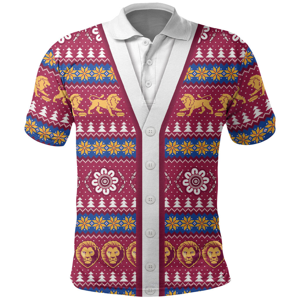 Brisbane Lions Football Christmas Polo Shirt Aboriginal Seamless Cardigan Inspired