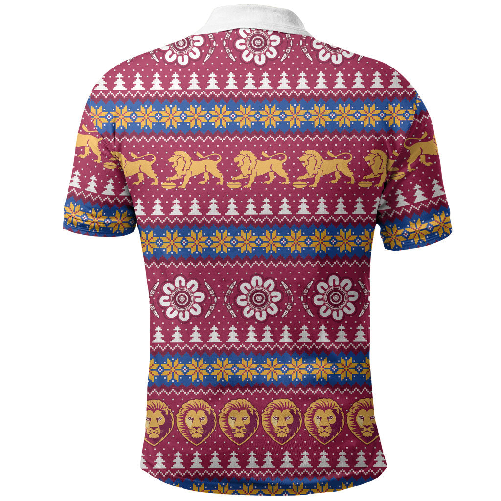 Brisbane Lions Football Christmas Polo Shirt Aboriginal Seamless Cardigan Inspired