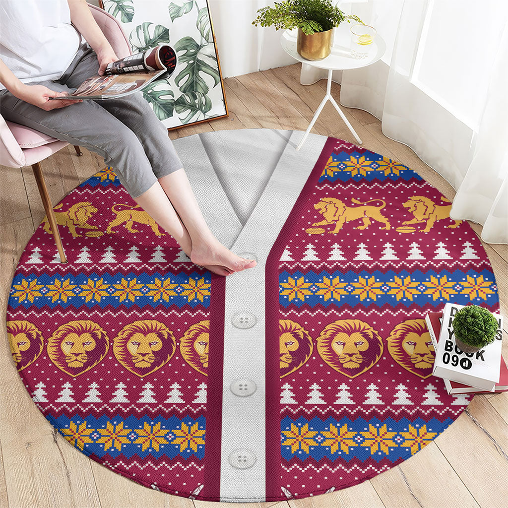 Brisbane Lions Football Christmas Round Carpet Aboriginal Seamless Cardigan Inspired