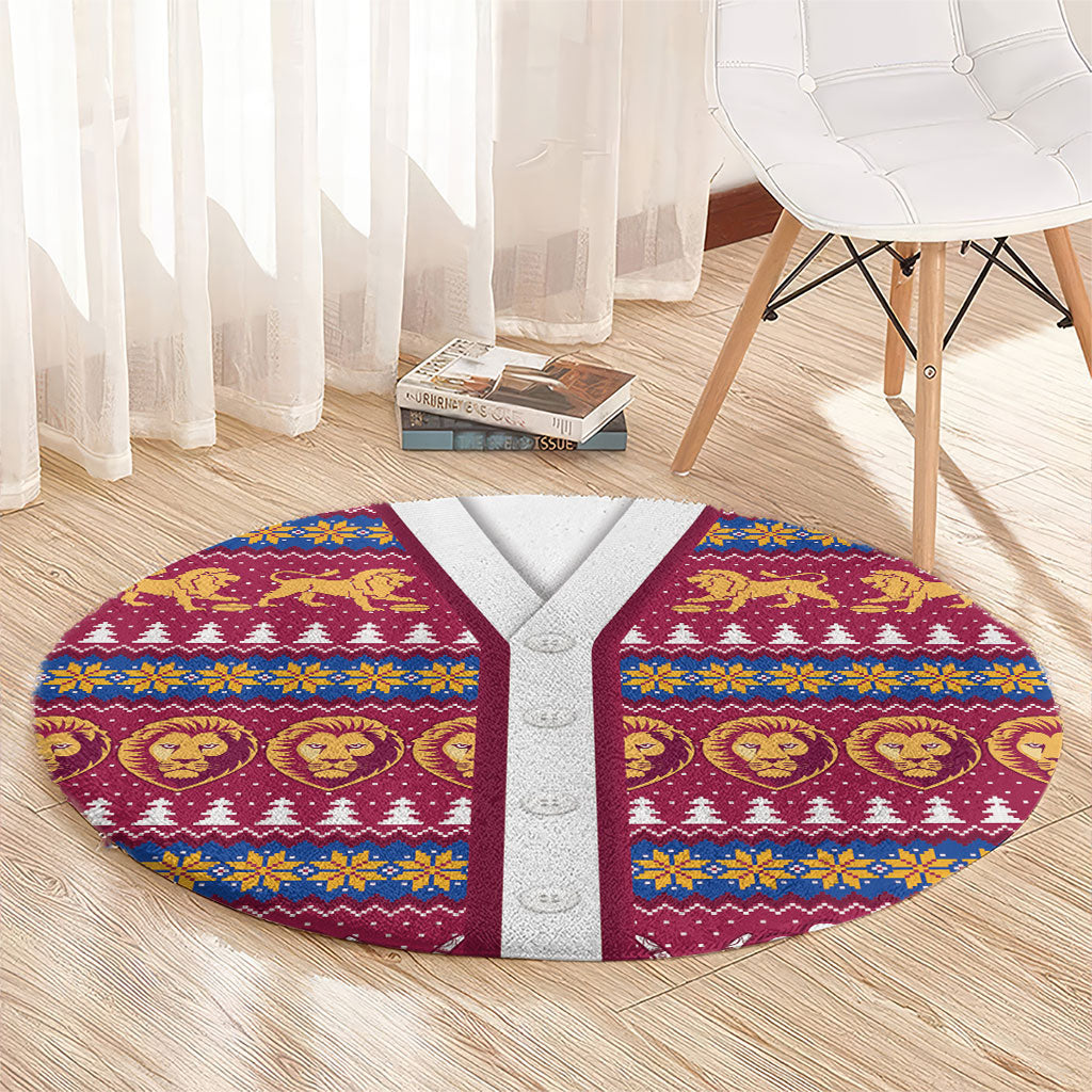 Brisbane Lions Football Christmas Round Carpet Aboriginal Seamless Cardigan Inspired
