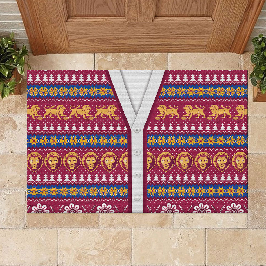 Brisbane Lions Football Christmas Rubber Doormat Aboriginal Seamless Cardigan Inspired