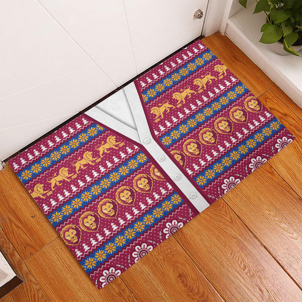 Brisbane Lions Football Christmas Rubber Doormat Aboriginal Seamless Cardigan Inspired