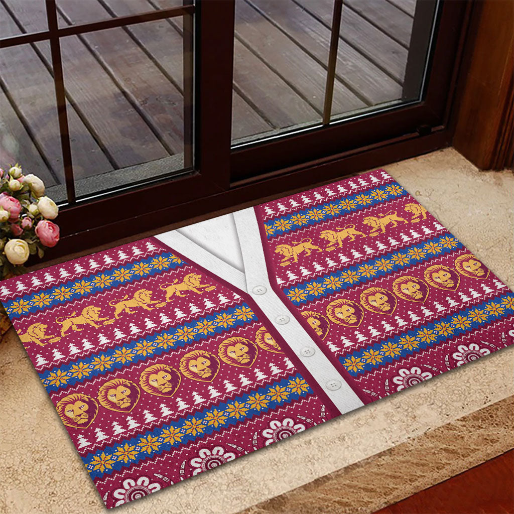 Brisbane Lions Football Christmas Rubber Doormat Aboriginal Seamless Cardigan Inspired