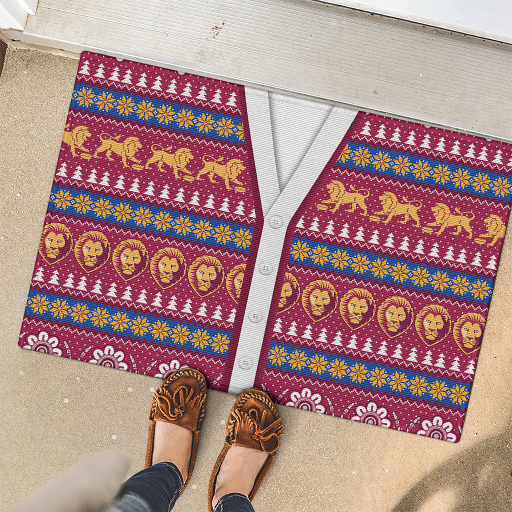 Brisbane Lions Football Christmas Rubber Doormat Aboriginal Seamless Cardigan Inspired