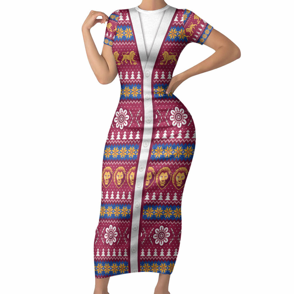 Brisbane Lions Football Christmas Short Sleeve Bodycon Dress Aboriginal Seamless Cardigan Inspired