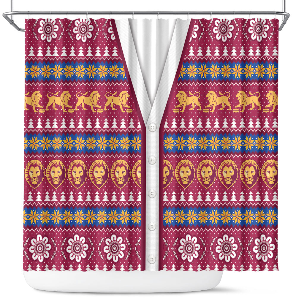 Brisbane Lions Football Christmas Shower Curtain Aboriginal Seamless Cardigan Inspired