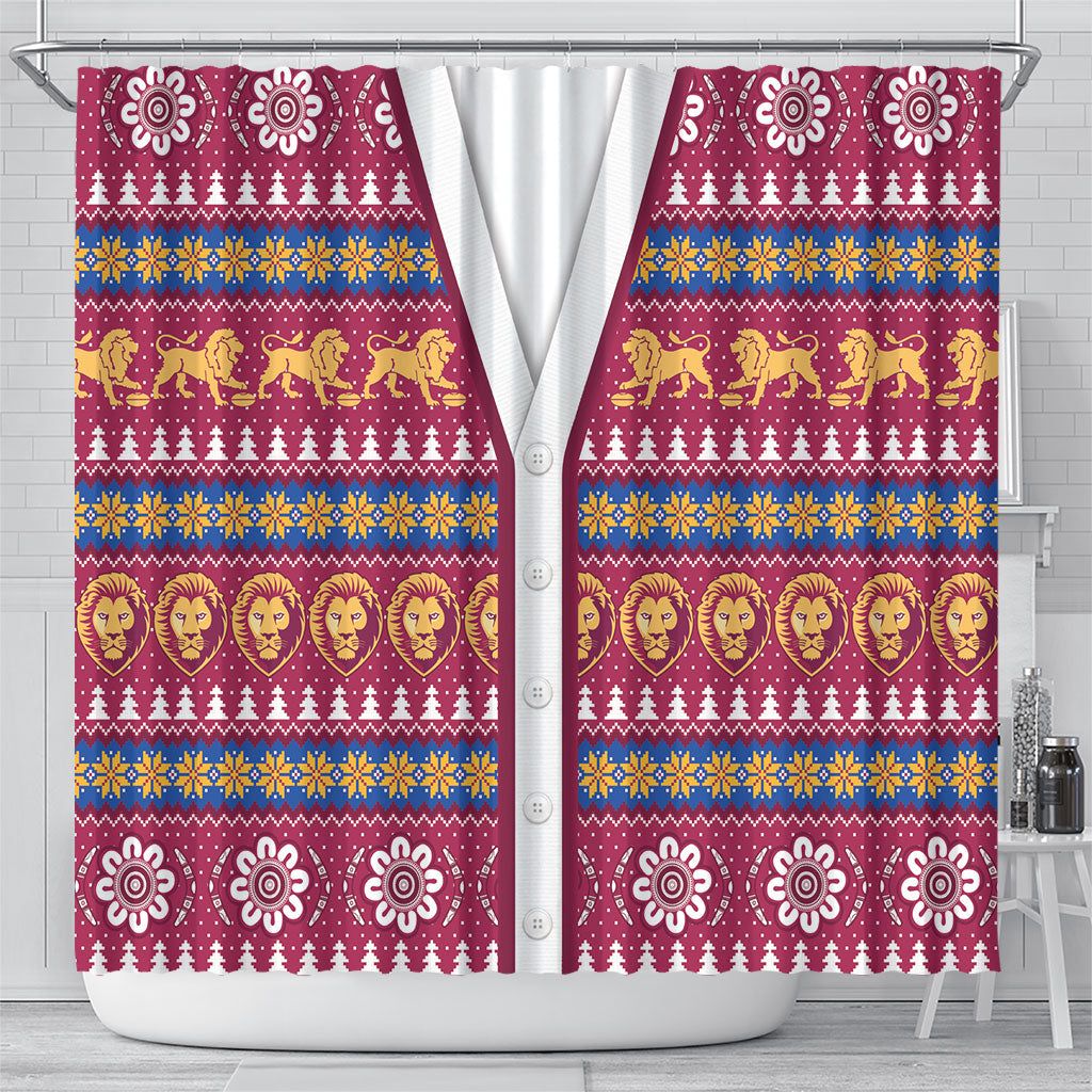 Brisbane Lions Football Christmas Shower Curtain Aboriginal Seamless Cardigan Inspired