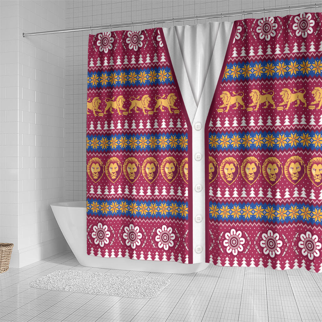 Brisbane Lions Football Christmas Shower Curtain Aboriginal Seamless Cardigan Inspired