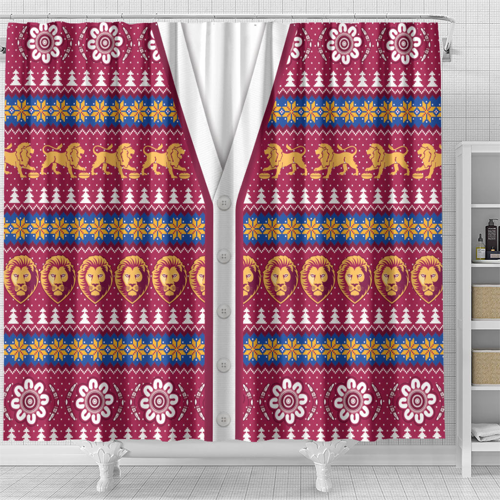 Brisbane Lions Football Christmas Shower Curtain Aboriginal Seamless Cardigan Inspired