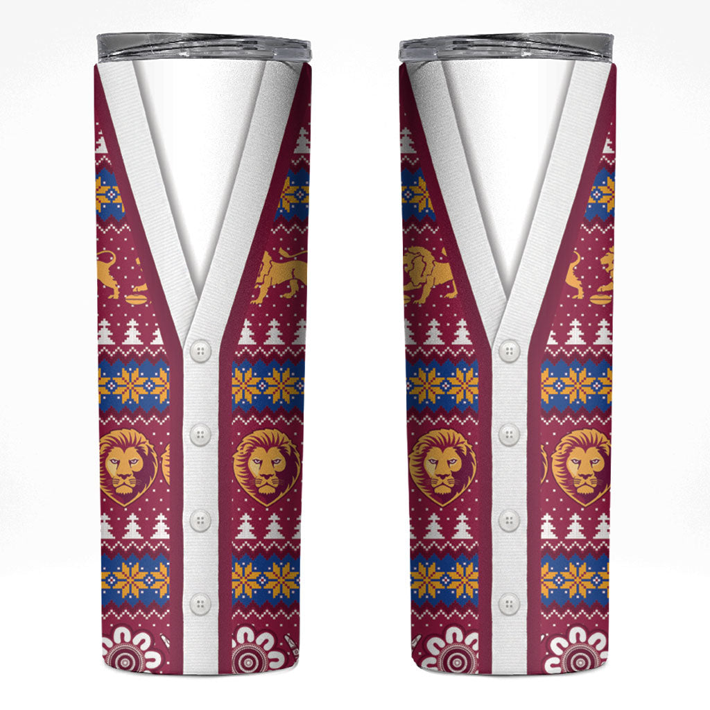 Brisbane Lions Football Christmas Skinny Tumbler Aboriginal Seamless Cardigan Inspired