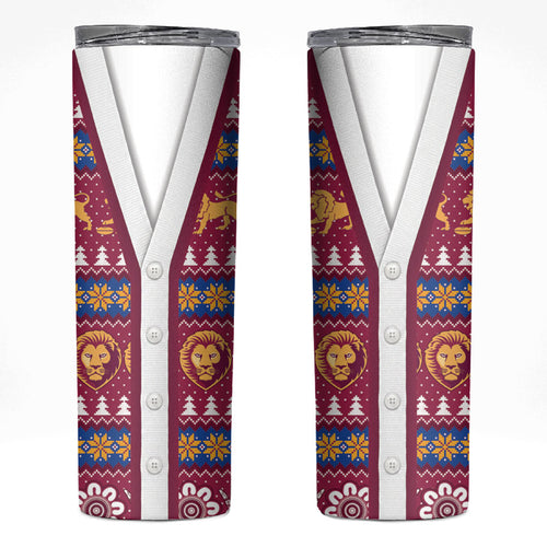 Brisbane Lions Football Christmas Skinny Tumbler Aboriginal Seamless Cardigan Inspired