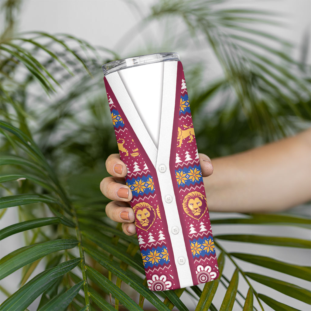 Brisbane Lions Football Christmas Skinny Tumbler Aboriginal Seamless Cardigan Inspired