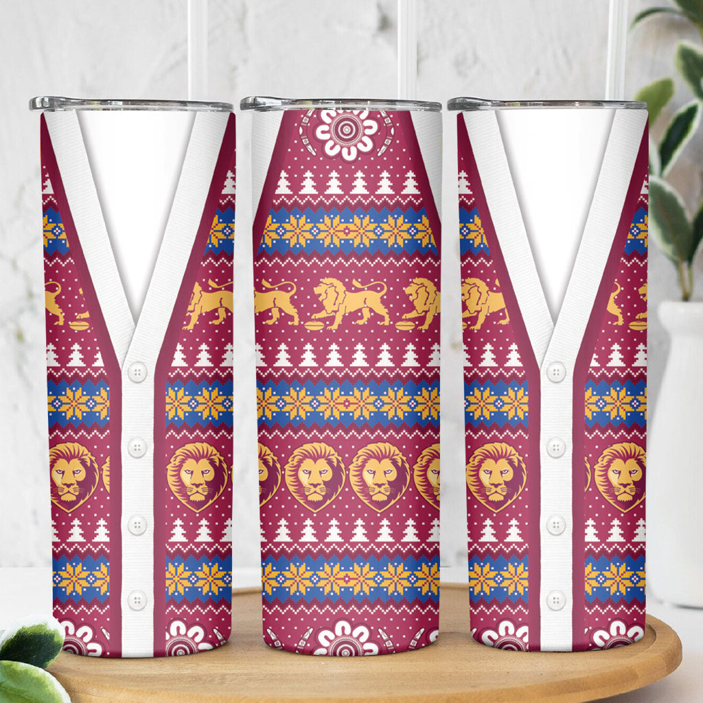 Brisbane Lions Football Christmas Skinny Tumbler Aboriginal Seamless Cardigan Inspired