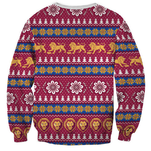 Brisbane Lions Football Christmas Sweatshirt Aboriginal Seamless Cardigan Inspired