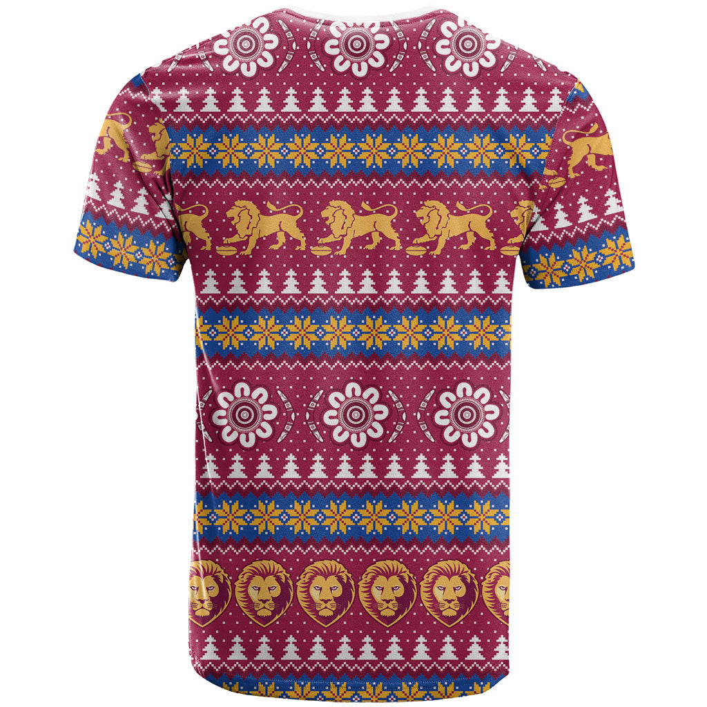 Brisbane Lions Football Christmas T Shirt Aboriginal Seamless Cardigan Inspired