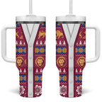 Brisbane Lions Football Christmas Tumbler With Handle Aboriginal Seamless Cardigan Inspired