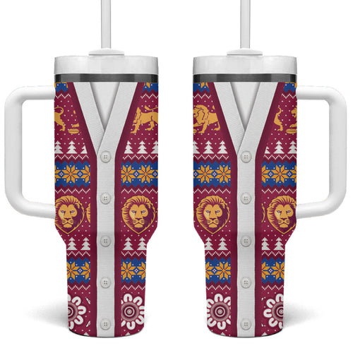 Brisbane Lions Football Christmas Tumbler With Handle Aboriginal Seamless Cardigan Inspired