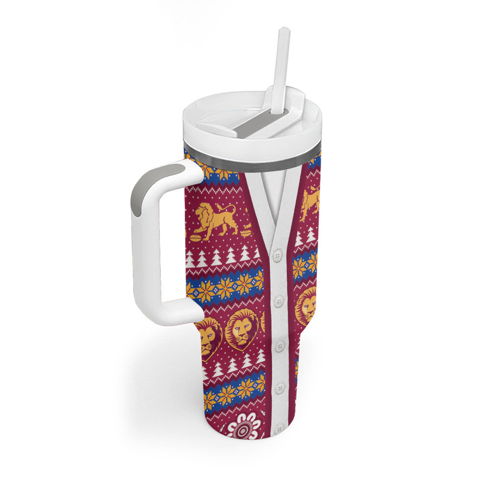Brisbane Lions Football Christmas Tumbler With Handle Aboriginal Seamless Cardigan Inspired