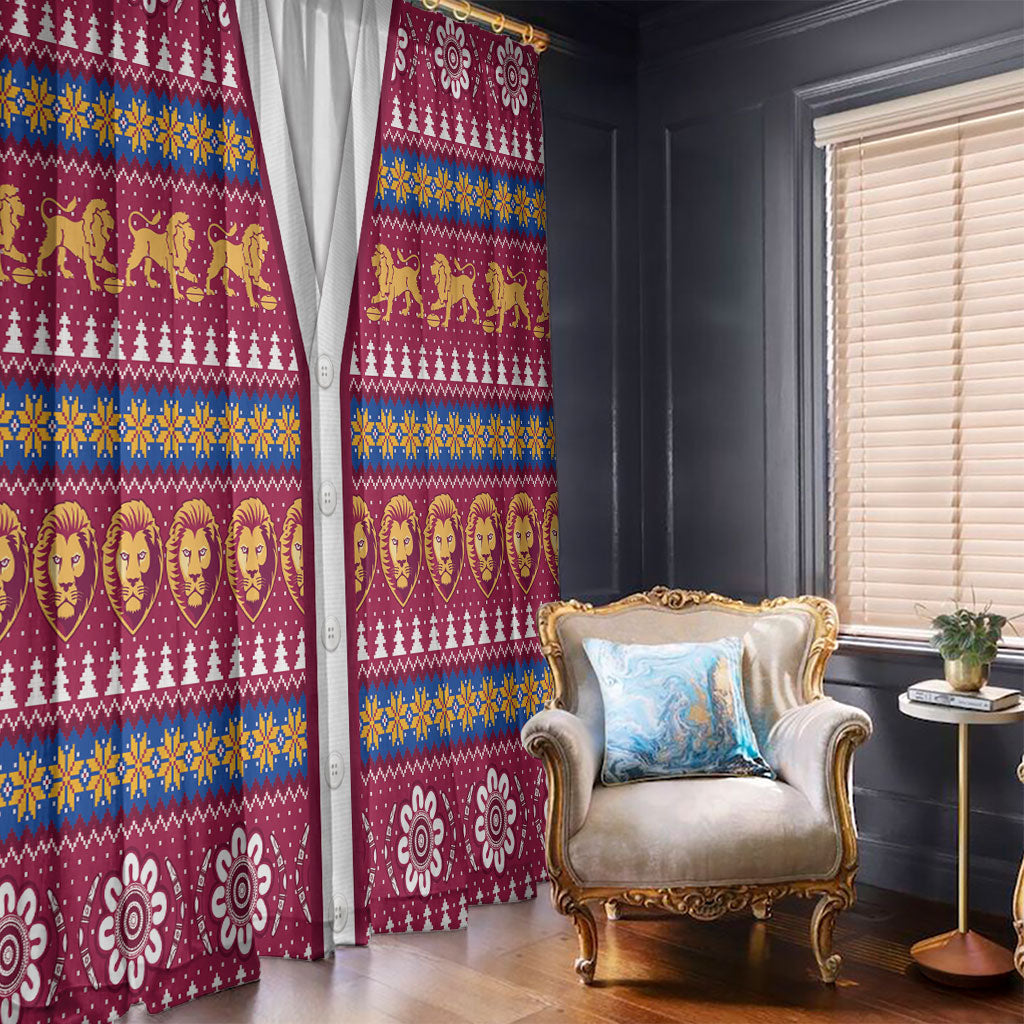 Brisbane Lions Football Christmas Window Curtain Aboriginal Seamless Cardigan Inspired