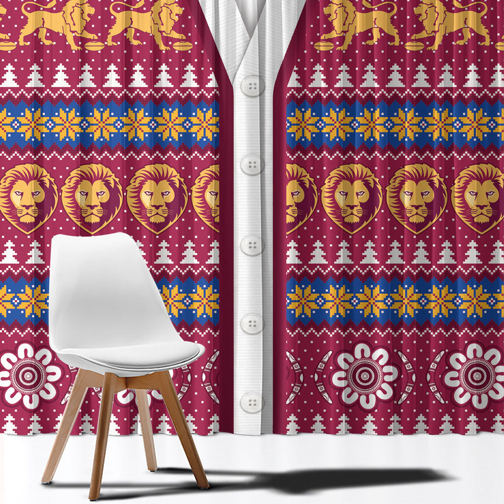 Brisbane Lions Football Christmas Window Curtain Aboriginal Seamless Cardigan Inspired