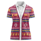 Brisbane Lions Football Christmas Women Polo Shirt Aboriginal Seamless Cardigan Inspired